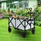 Outdoor Folding Utility Wagon Cart with Adjustable Handle and Cup Holder for All-Terrain Wheels